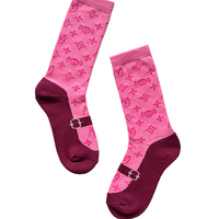H99 ☆ Monogram ☆ Mary Jane Socks - Pink
