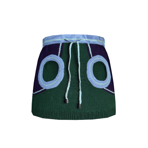 Happy Hole Knit Skirt - Green/Blue
